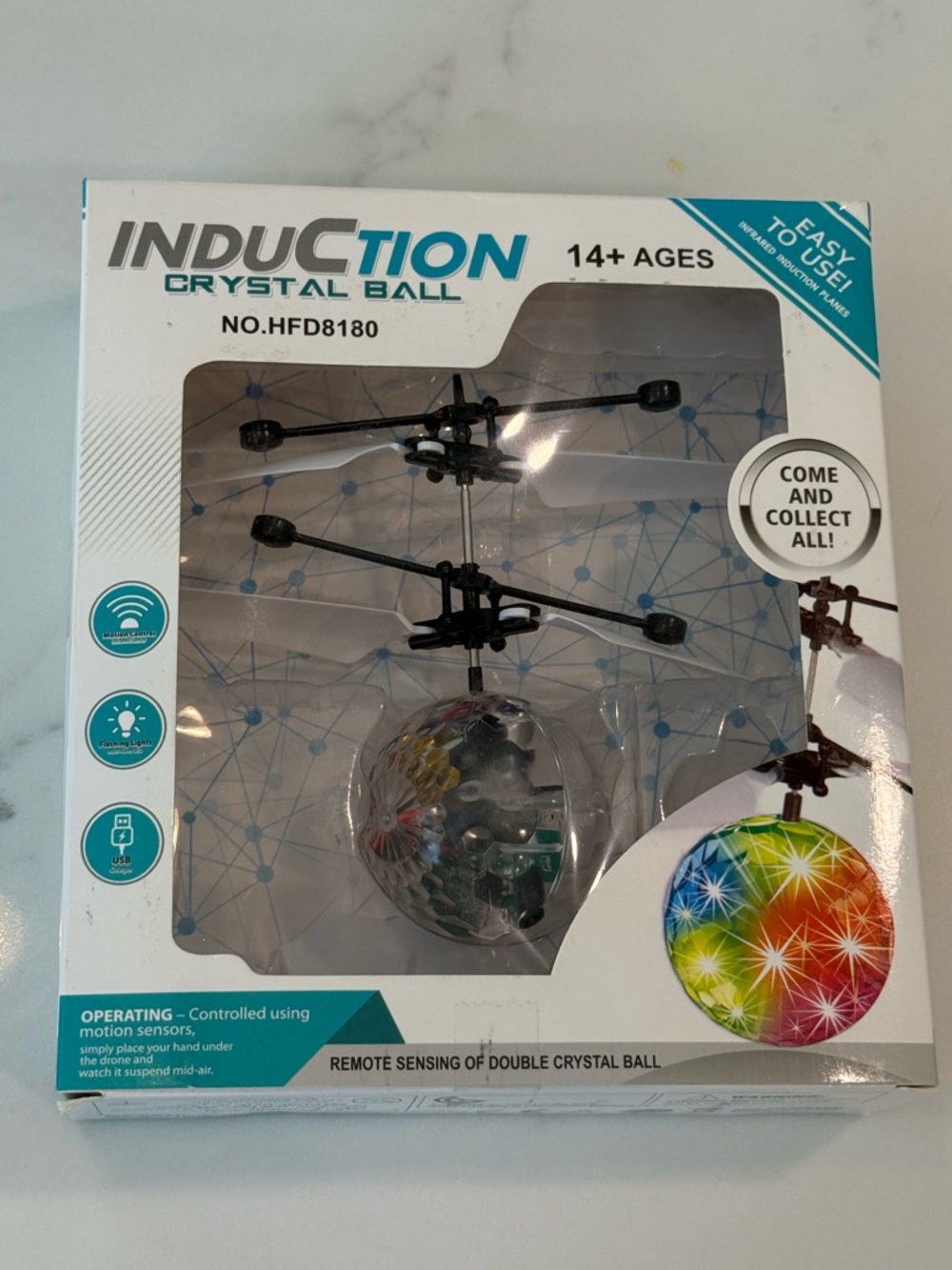Induction Crystal Ball Flying Toy - Black with Multi-Color LED